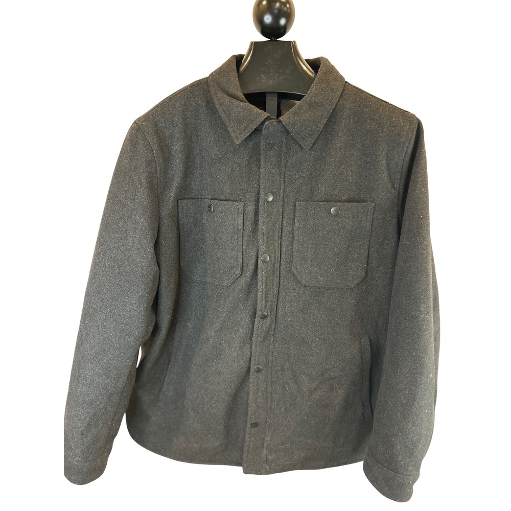 G.H. Bass & Co. Men's Gray Wool Blend Sherpa Lined Shirt Jacket Size XL